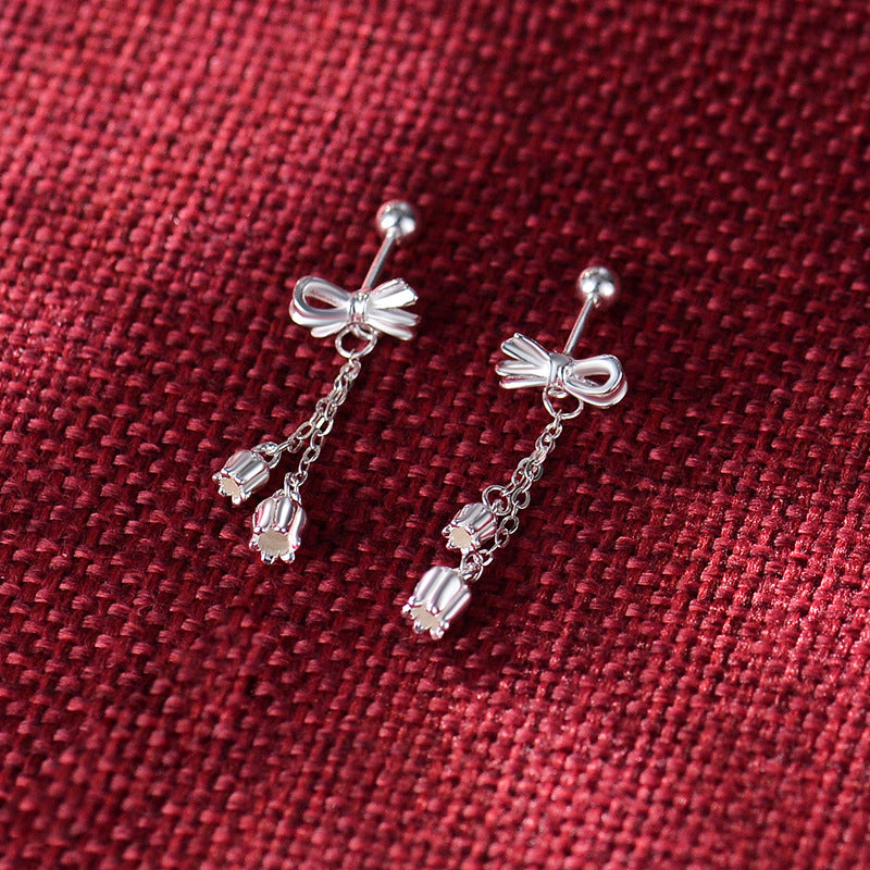 Sweet Bow Tassel Earrings