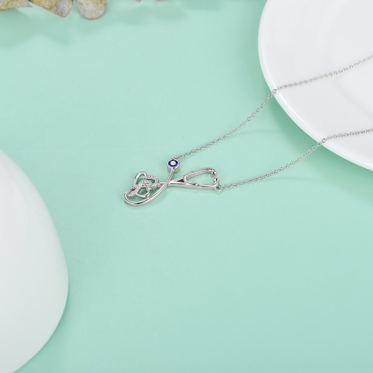 Silver Stethoscope Pendant Necklace for Nurses