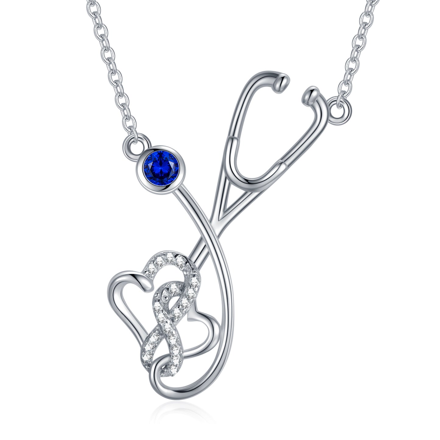 Silver Stethoscope Pendant Necklace for Nurses