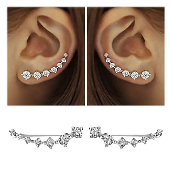 Sterling Silver Zircon Earrings - Simple & Stylish