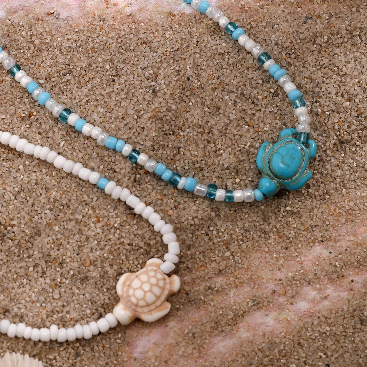women's necklace with starfish and turtle"