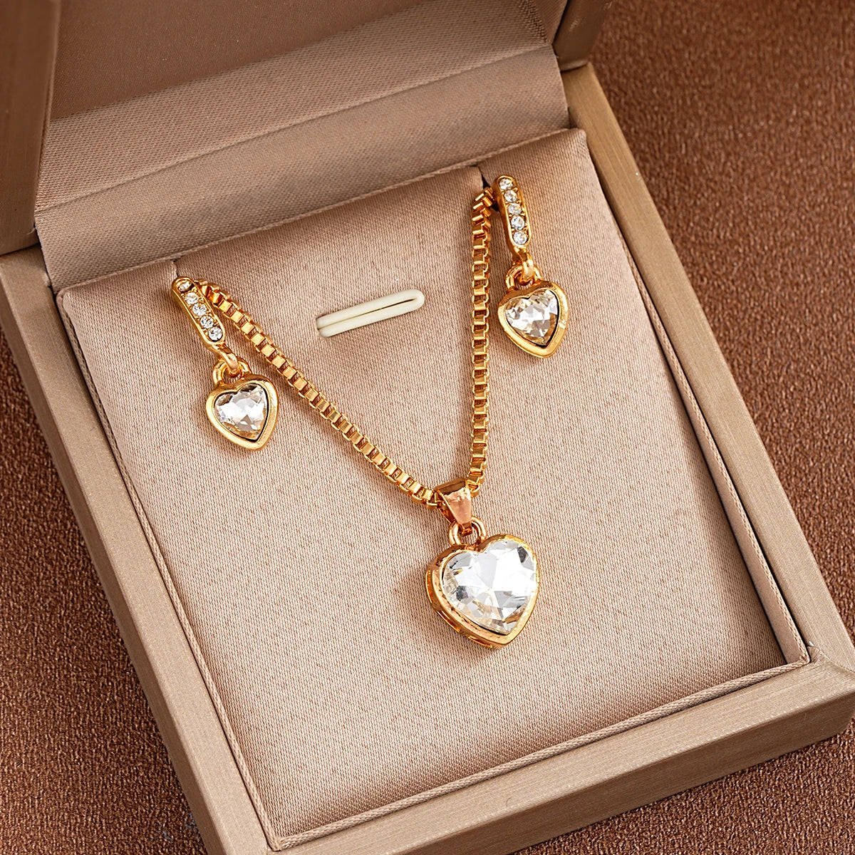 Elegant Heart Pendant & Earring Set