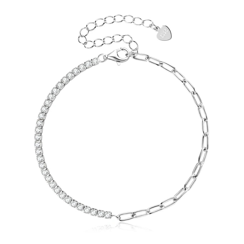 18k Gold Moissanite Half Tennis Cuban Bracelet