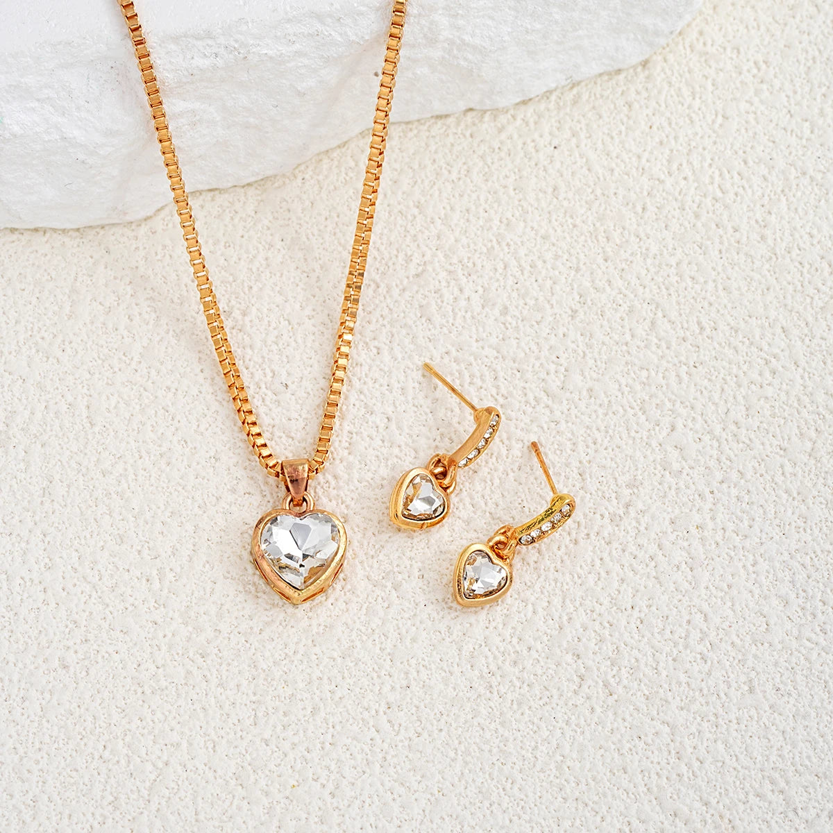 Elegant Heart Pendant & Earring Set