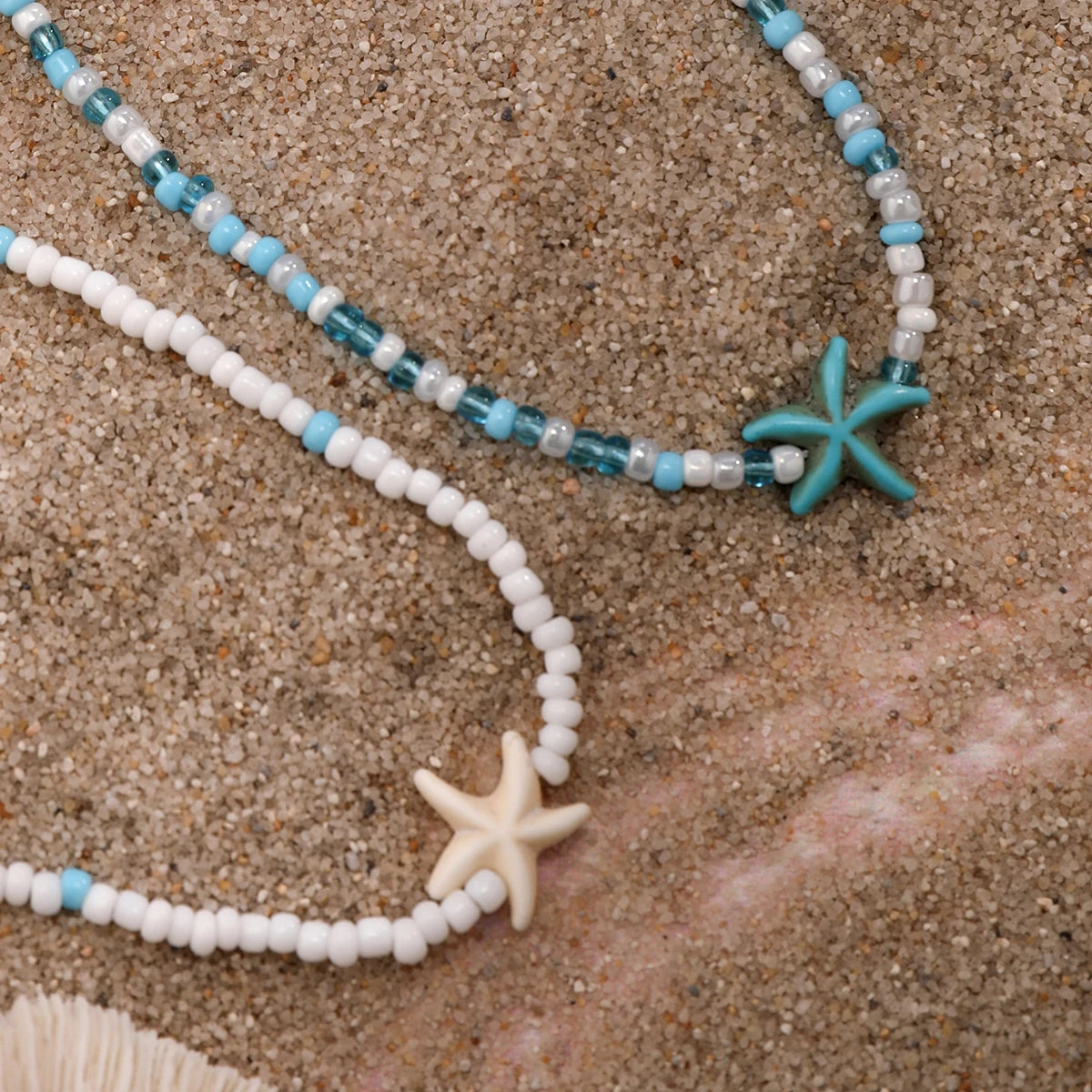 women's necklace with starfish and turtle"