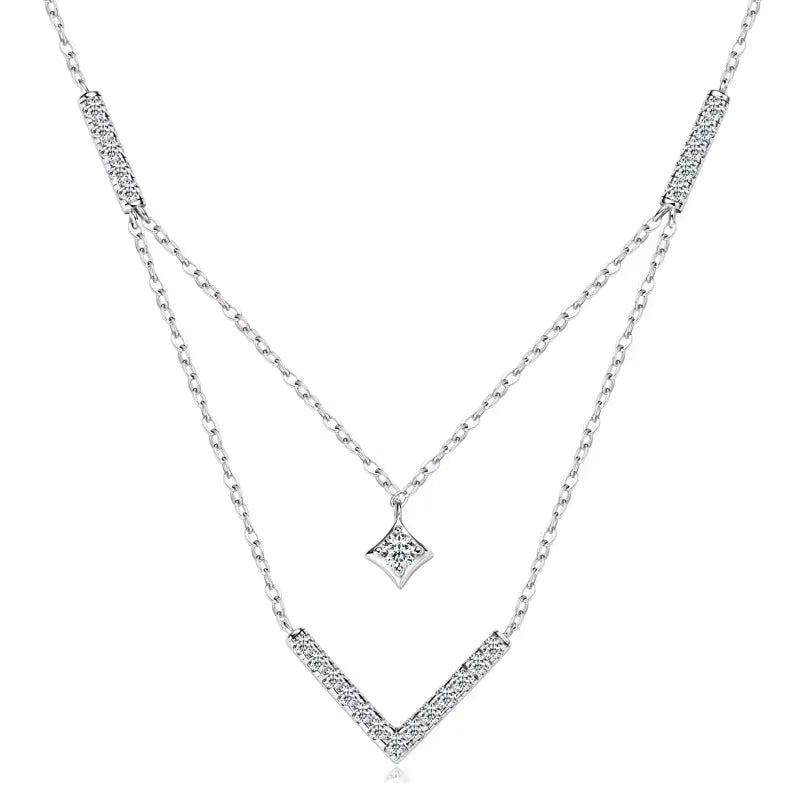 Sparkling Moissanite V Necklace