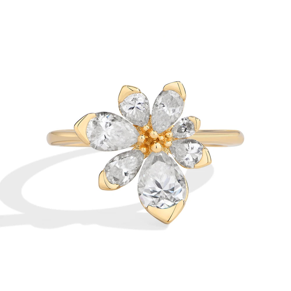 Floral Moissanite Engagement Ring