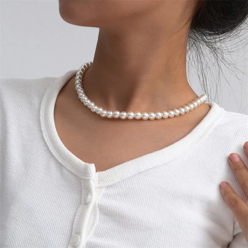 Classic White Pearl Choker for Women