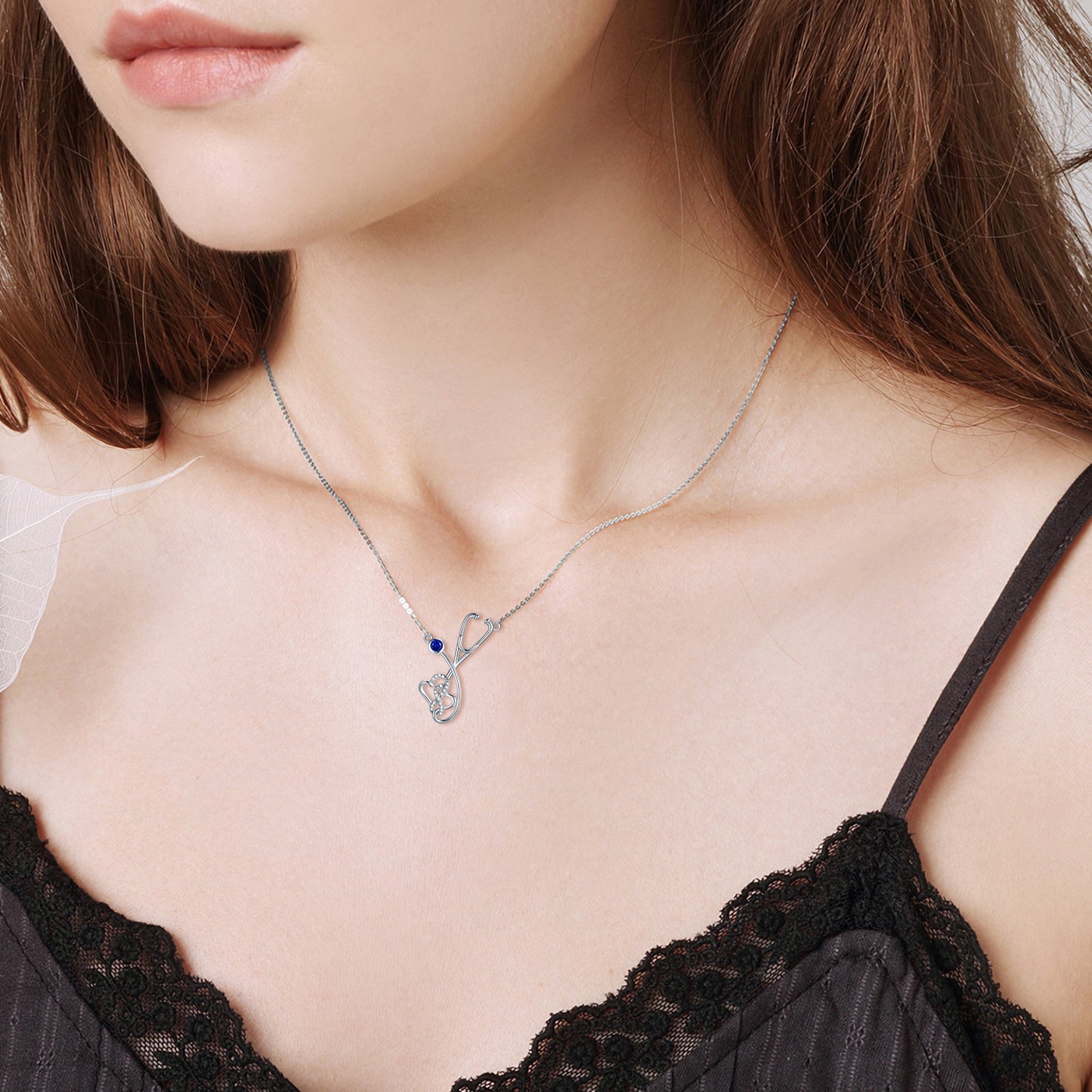 Silver Stethoscope Pendant Necklace for Nurses