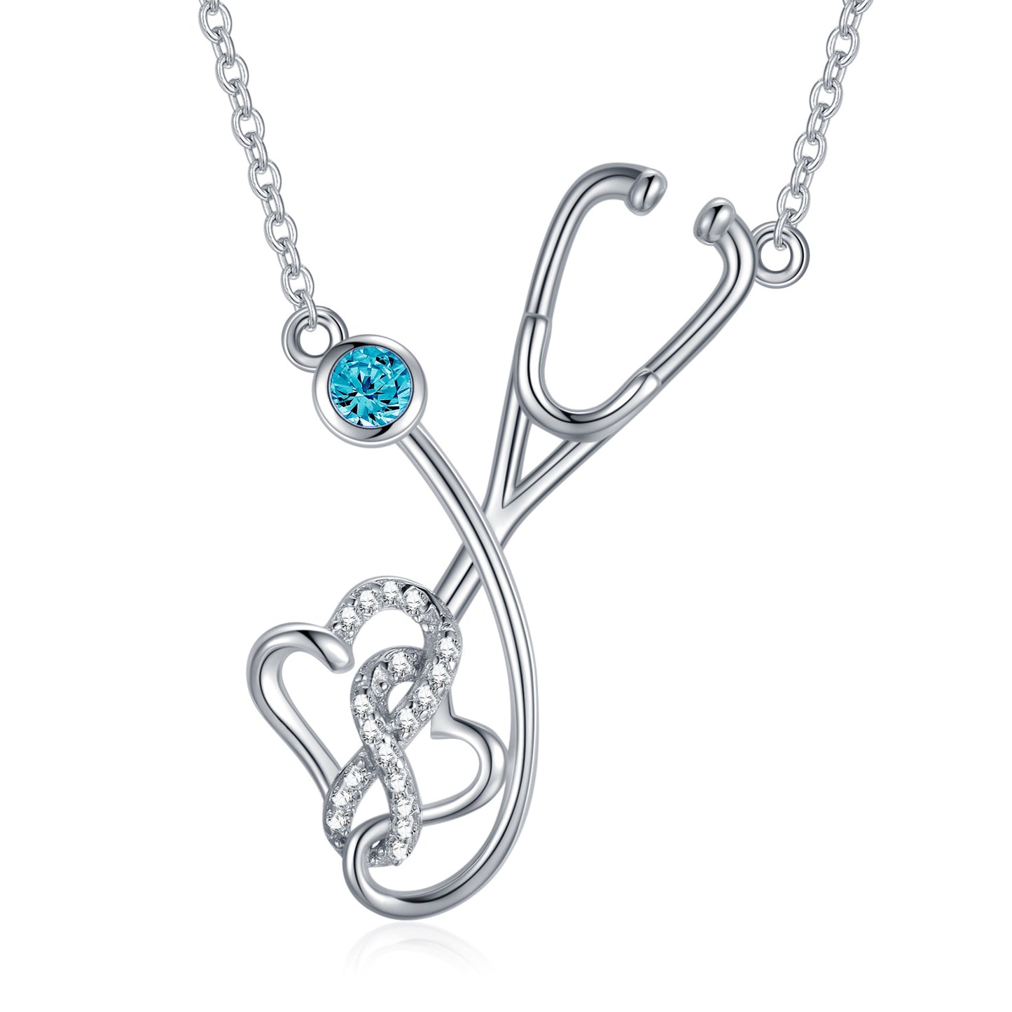 Silver Stethoscope Pendant Necklace for Nurses