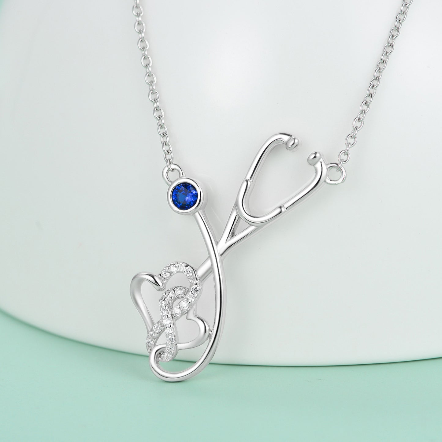 Silver Stethoscope Pendant Necklace for Nurses