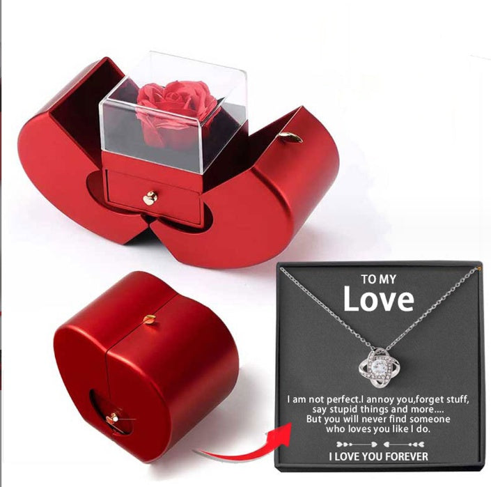 Rose Necklace and Jewelry Box Gift Set