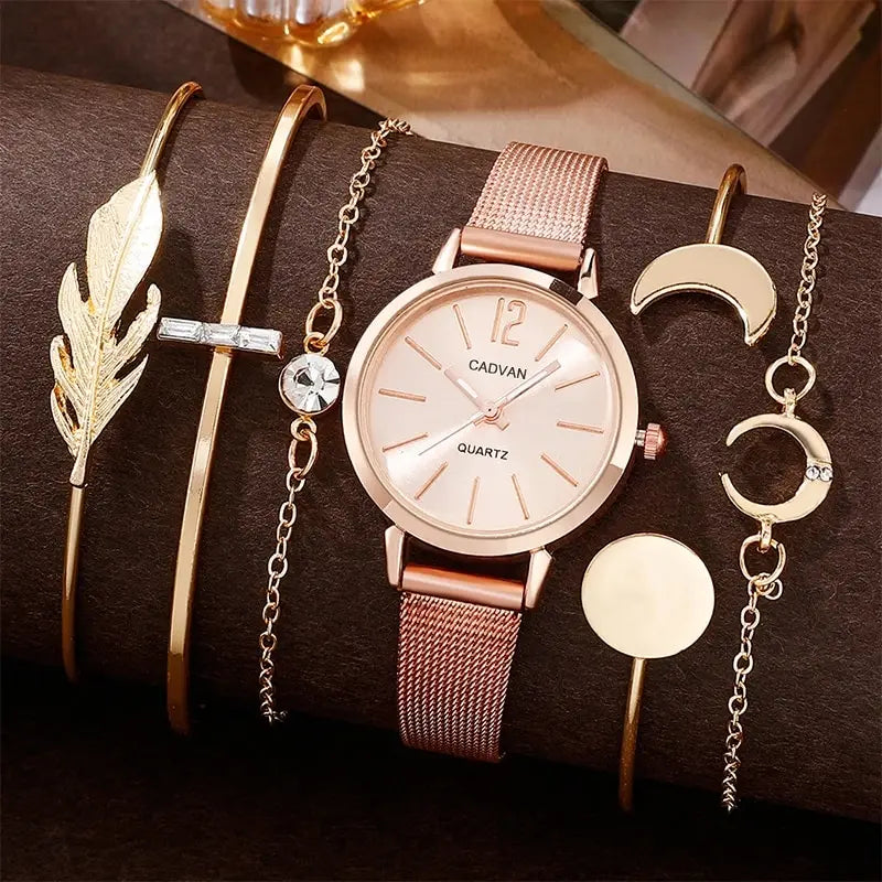 The Most Dainty and Chic Rose Gold Watch and Bracelet Set