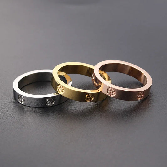 Rose Gold Stainless Steel Love Ring for Couples