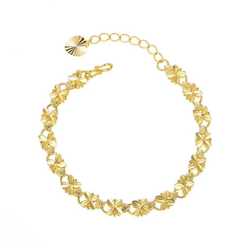 Women's Gold Four-Leaf Clover Bracelet