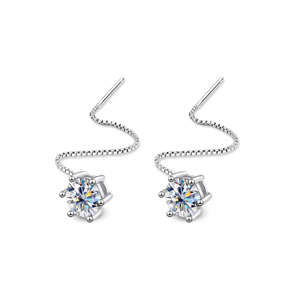 Colorful Moissanite Tassel Earrings in Sterling Silver