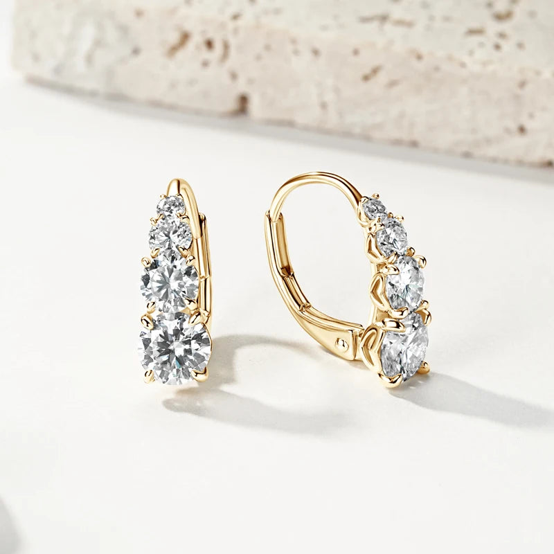 Elegant Moissanite Silver Clip Hoop Earrings