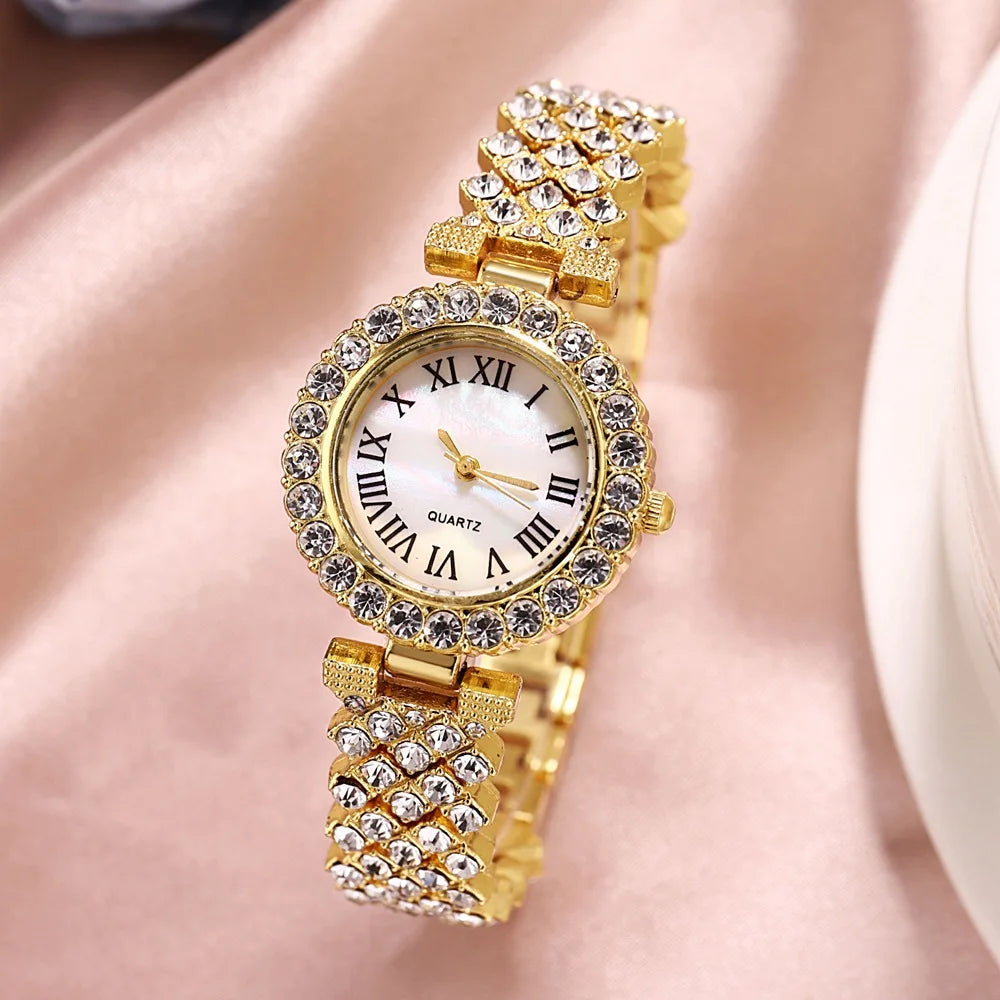 Women’s Full Diamond Watch & Jewelry Set