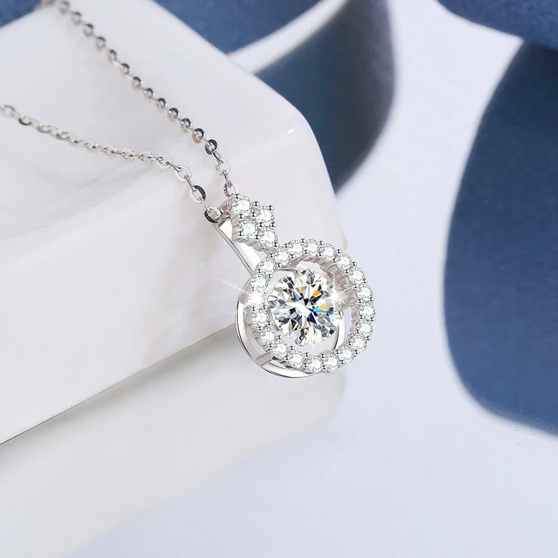 Silver Moissanite Earring & Necklace Set