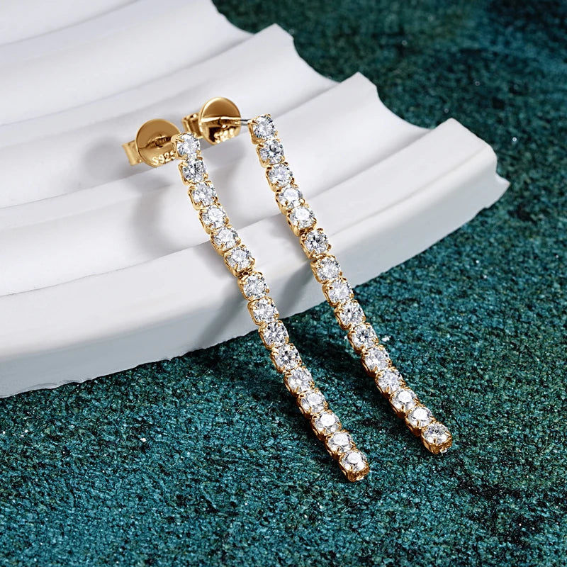 Yellow Gold Color Gem Color Moissanite Dangle Drop Earrings 1.80cttw 925 Sterling Silver