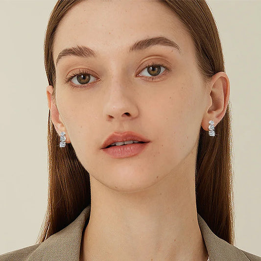 Sterling Silver Twisted Moissanite Earrings for Women