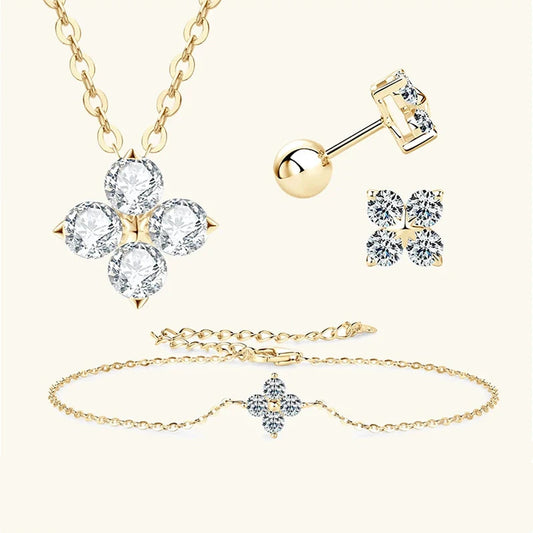 Sterling Silver Clover Jewelry Set