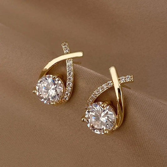 Elegant Crystal Cross Earrings for Women and Girls.