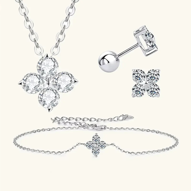 Sterling Silver Clover Jewelry Set