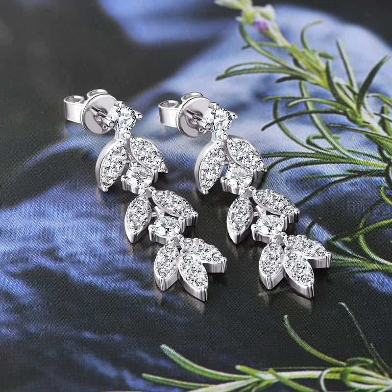 925 Silver Leaf Dangle Earrings