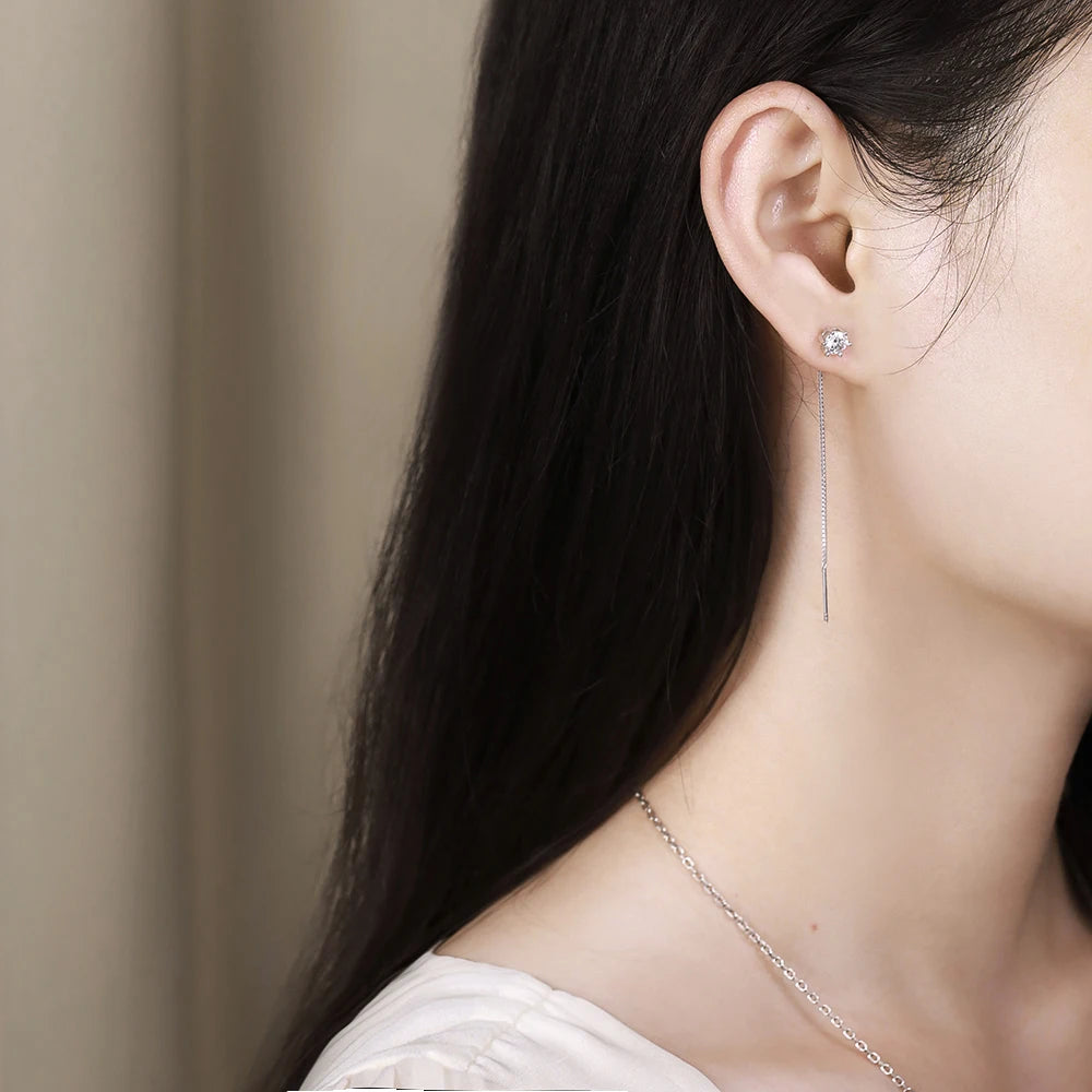 Colorful Moissanite Tassel Earrings in Sterling Silver