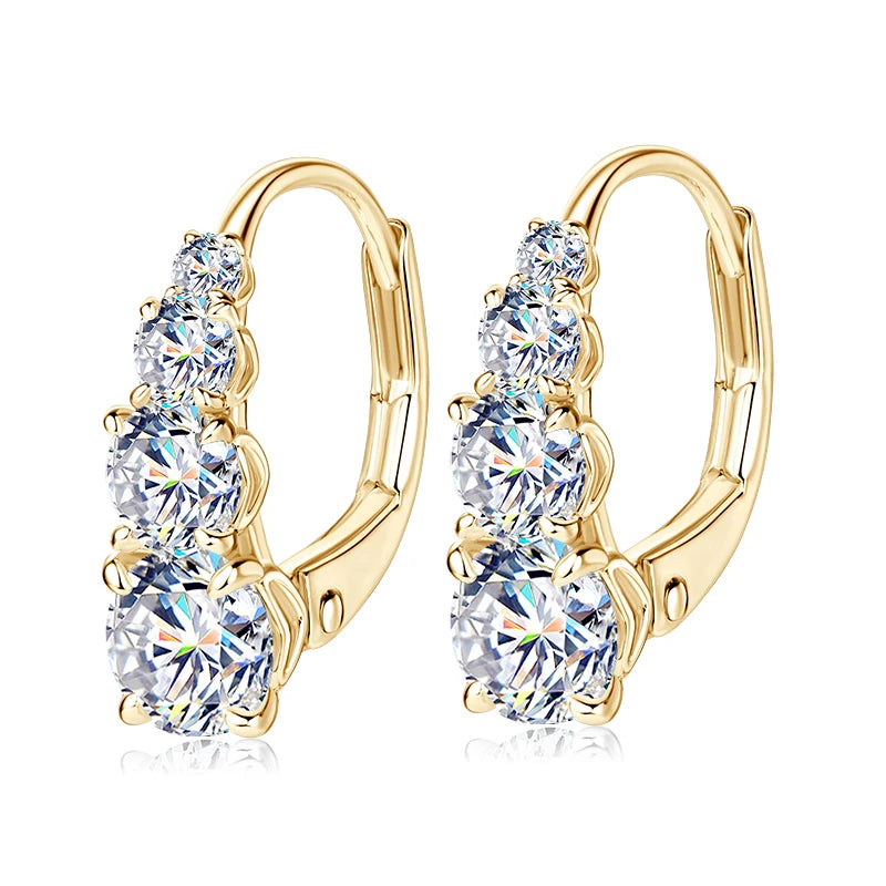 Elegant Moissanite Silver Clip Hoop Earrings