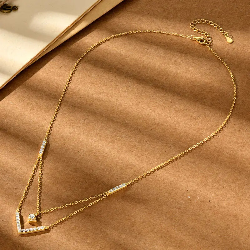 Sparkling Moissanite V Necklace