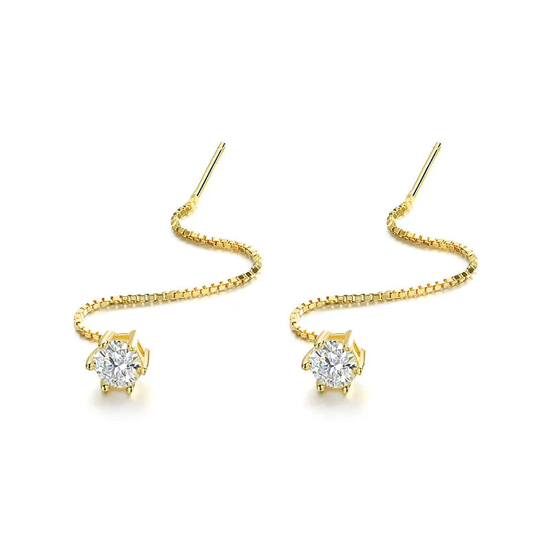 Colorful Moissanite Tassel Earrings in Sterling Silver