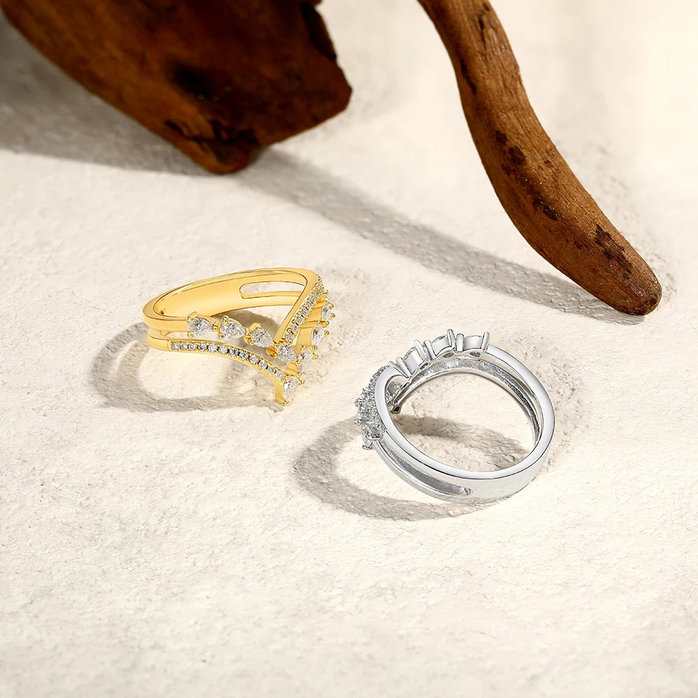 Double Cross Moissanite Ring