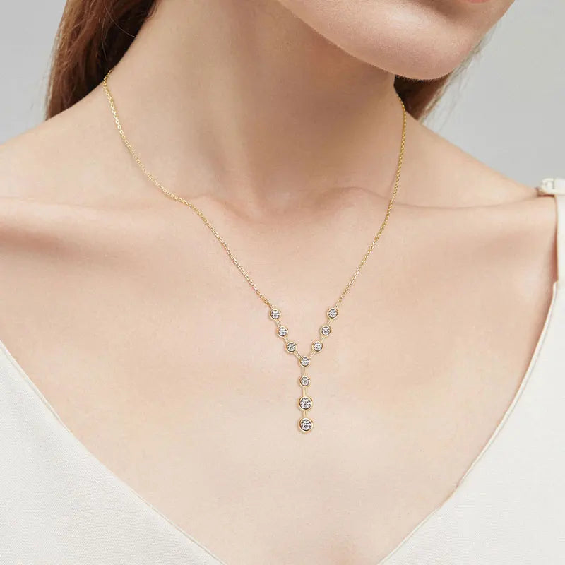 Elegant Sterling Silver Y Necklace