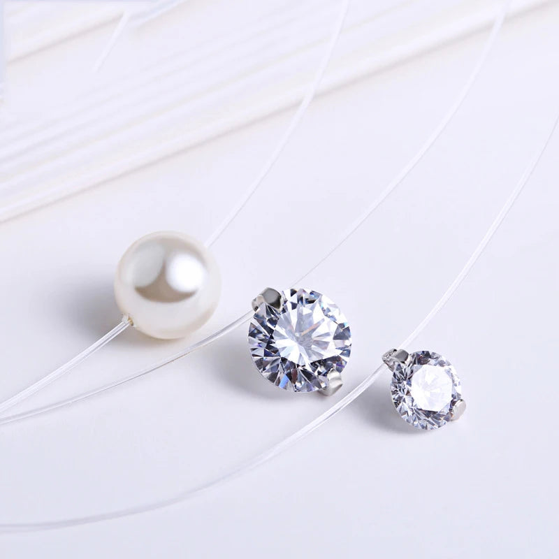 Sterling Silver Crystal and Pearl Pendant Necklace