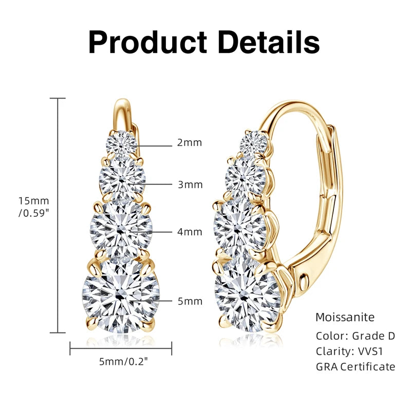 Elegant Moissanite Silver Clip Hoop Earrings