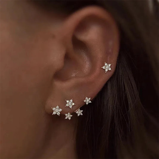 Sparkling Zircon Star Earrings*