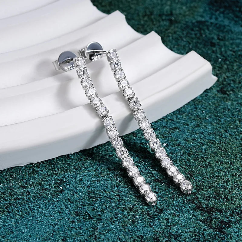 Moissanite Dangle Drop Earrings 1.80cttw 925 Sterling Silver