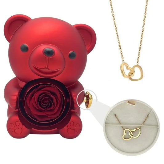 Rose Bear Box – Personalized Necklace and Timeless Floral Gift