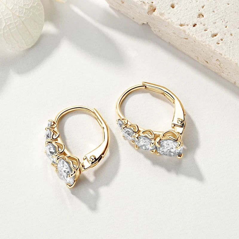 Elegant Moissanite Silver Clip Hoop Earrings