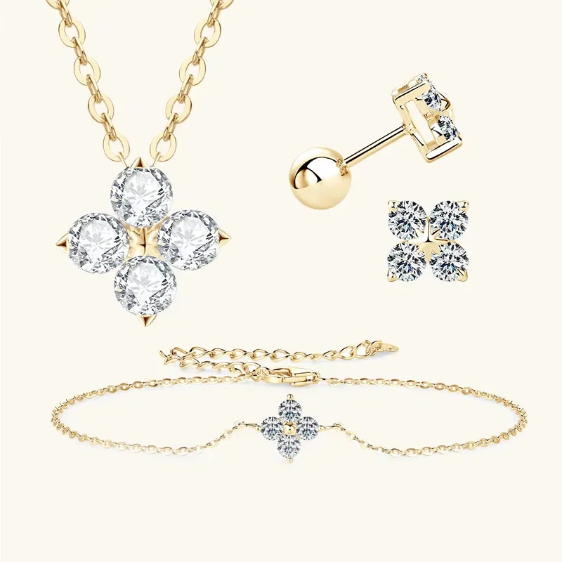 Sterling Silver Clover Jewelry Set