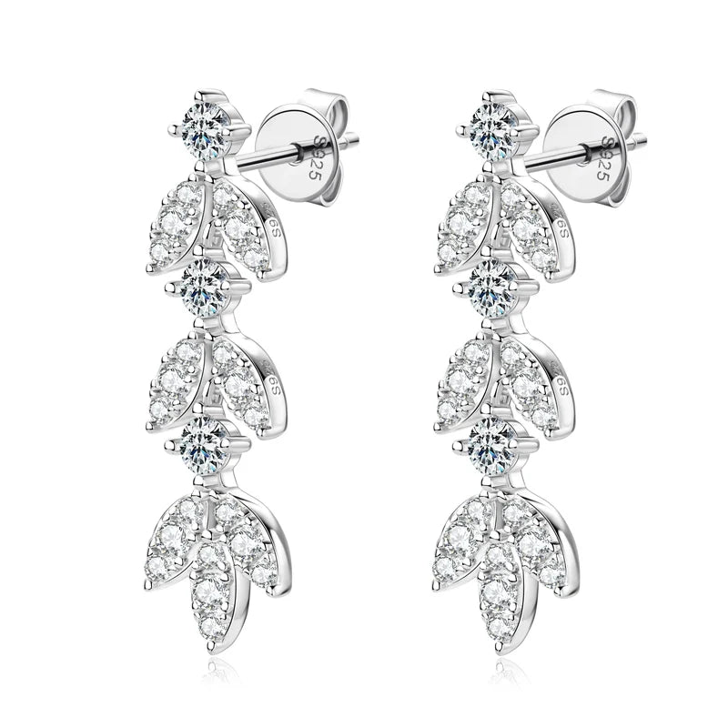 925 Silver Leaf Dangle Earrings