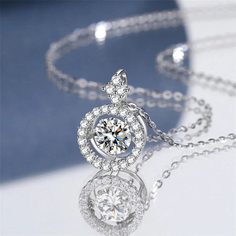 Silver Moissanite Earring & Necklace Set