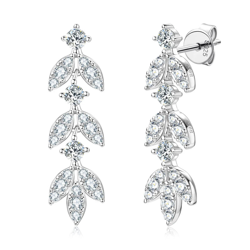 925 Silver Leaf Dangle Earrings