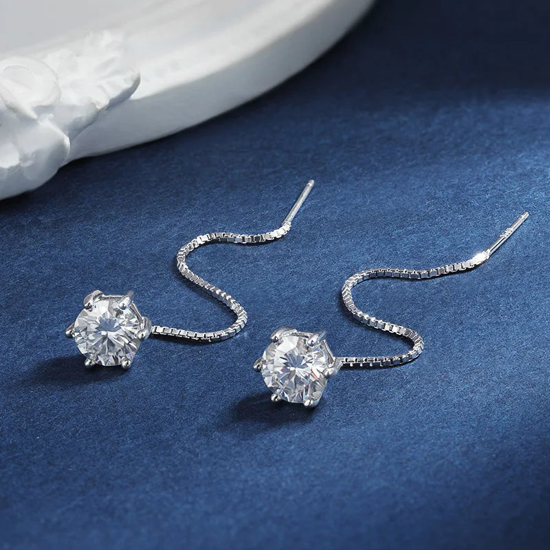 Colorful Moissanite Tassel Earrings in Sterling Silver