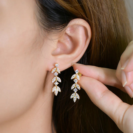 925 Silver Leaf Dangle Earrings
