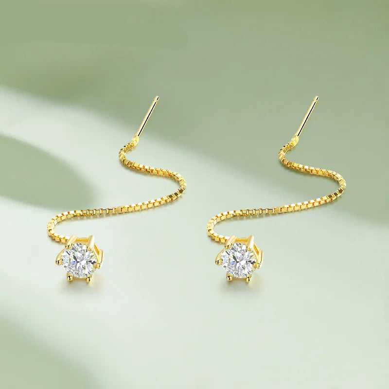 Colorful Moissanite Tassel Earrings in Sterling Silver