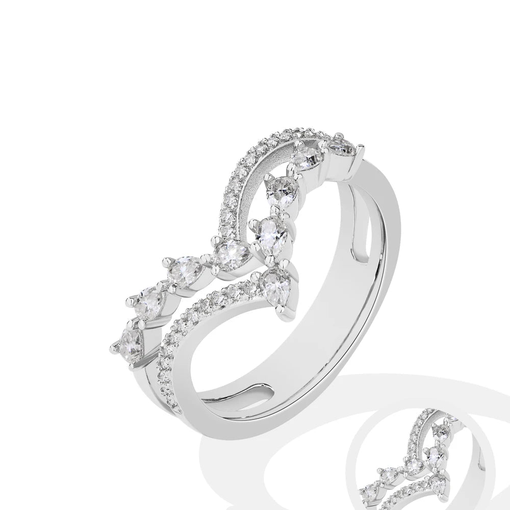 Double Cross Moissanite Ring