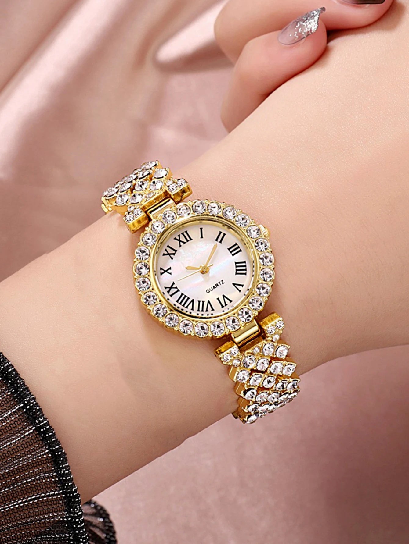 Women’s Full Diamond Watch & Jewelry Set